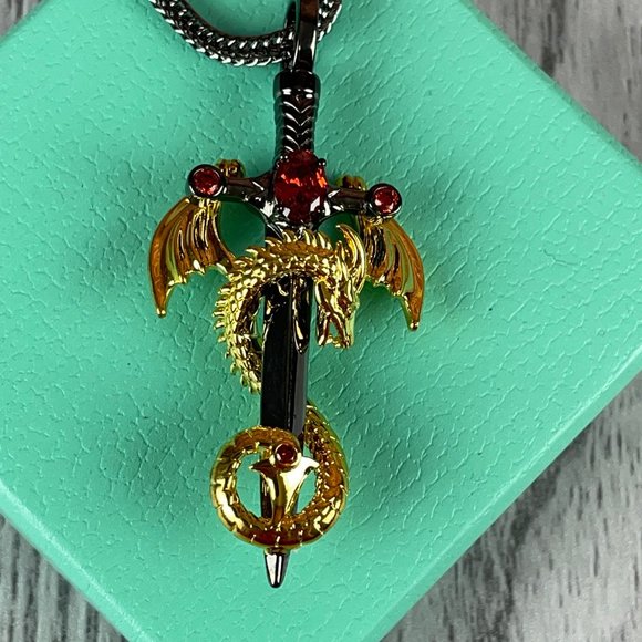 Dragon Sword Necklace Cool Dragon Pendant - Picture 1 of 6